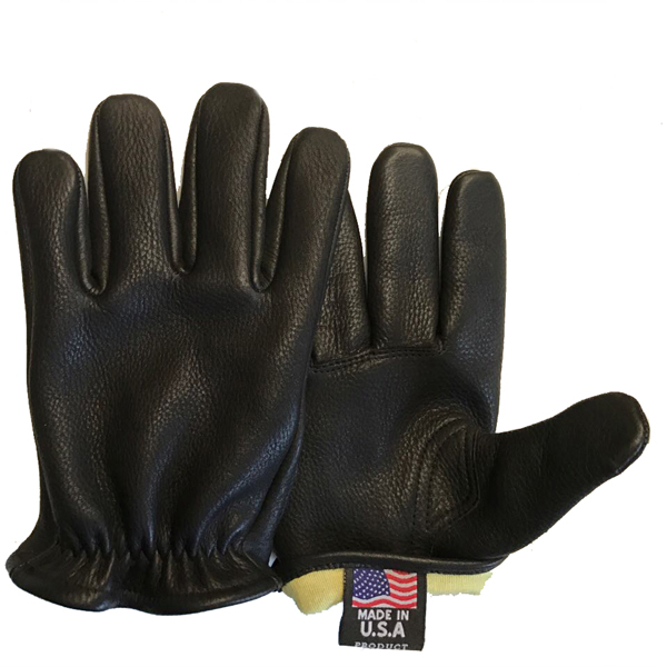 American Deerskin Motorcycle Gloves in Black