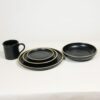 Blackberry Brookline Dinner Set for Four in Black