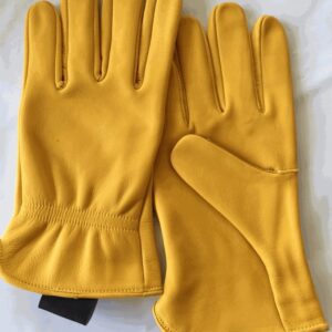Cowhide Leather Work Gloves Without Lining in Yellow