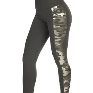 Black With Camouflage Print on Side Leggings
