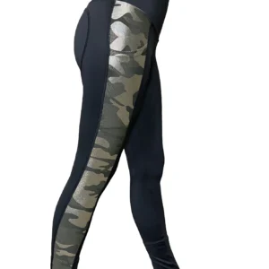 Black Active Wear Leggings With Pleated Knee Side