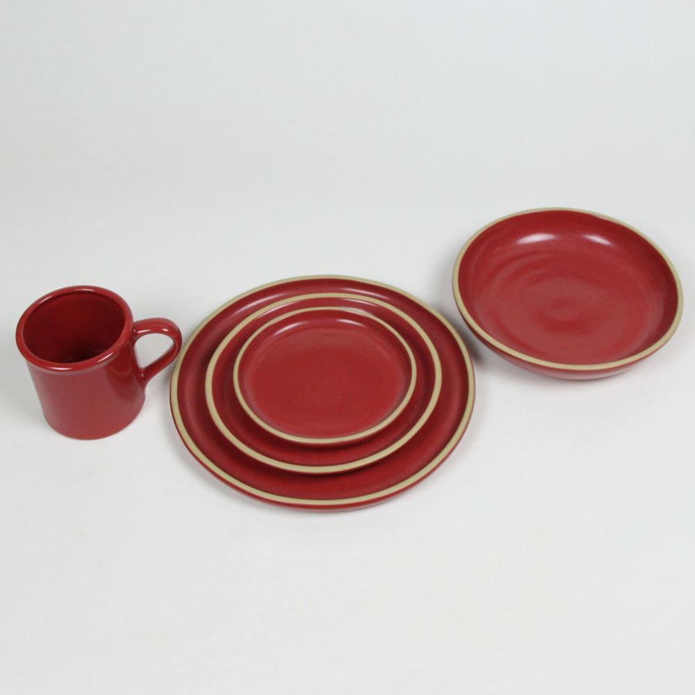 Brookline Dinner Set in Cherry Red Color