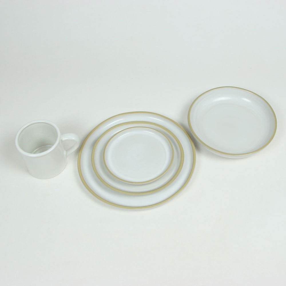 Brookline Dinner Set in White For Two People