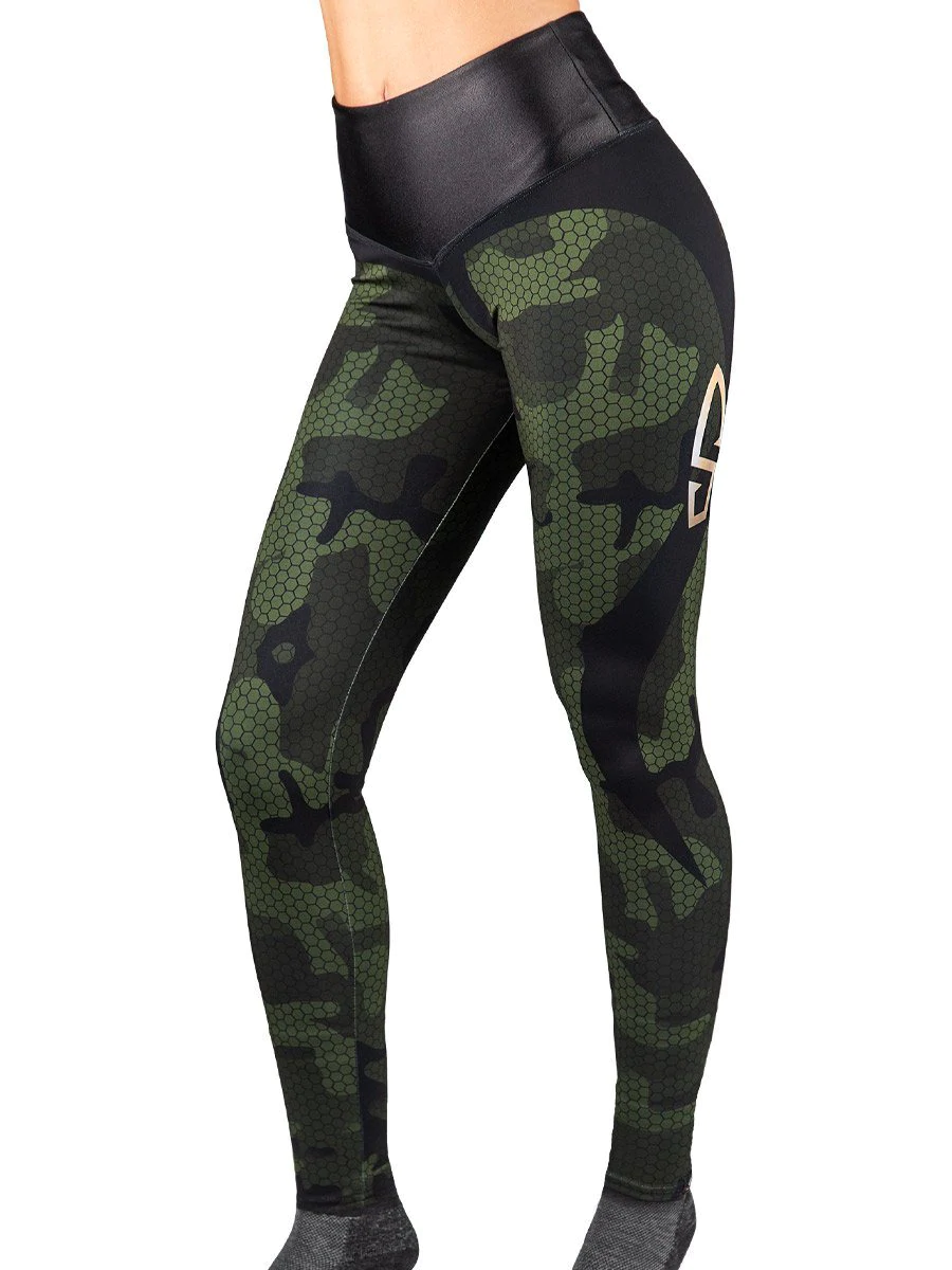 Black and Green Camouflage Printed leggings
