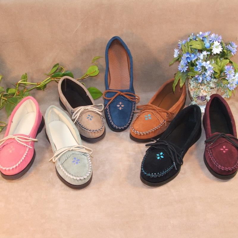 Suede Flower Printed Shoes For Women in Different Colors