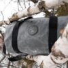 Zippered Round Duffel in Grey Velvet Material