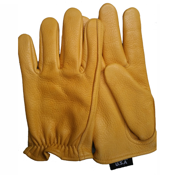 American Deerskin Motorcycle Gloves in Mustard Color