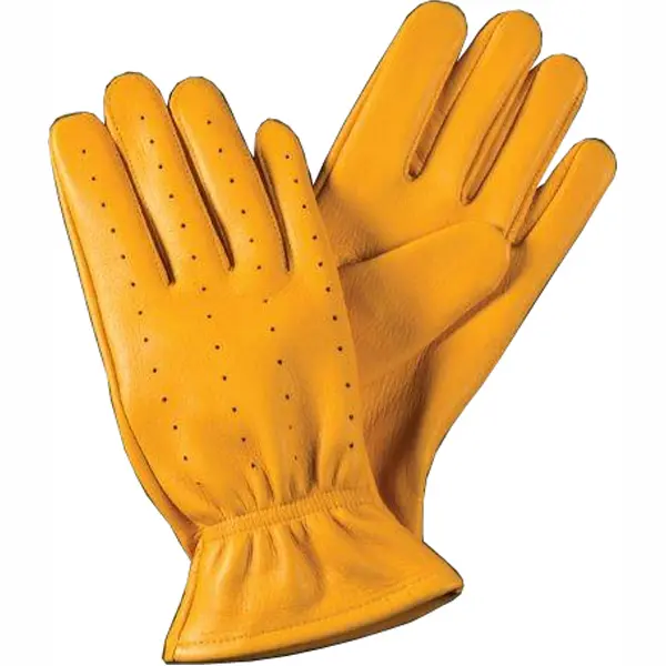 American Deerskin Shooting Gloves in Mustard Yellow