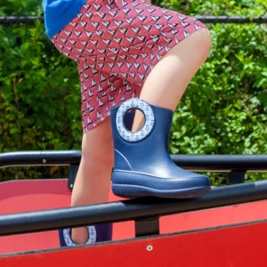 Toddler Kendall Rain Boots Navy Sailboats